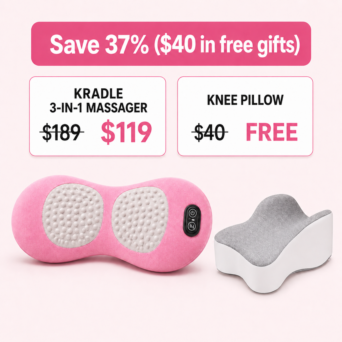 kradle 3-in-1 therapy massager for back pain